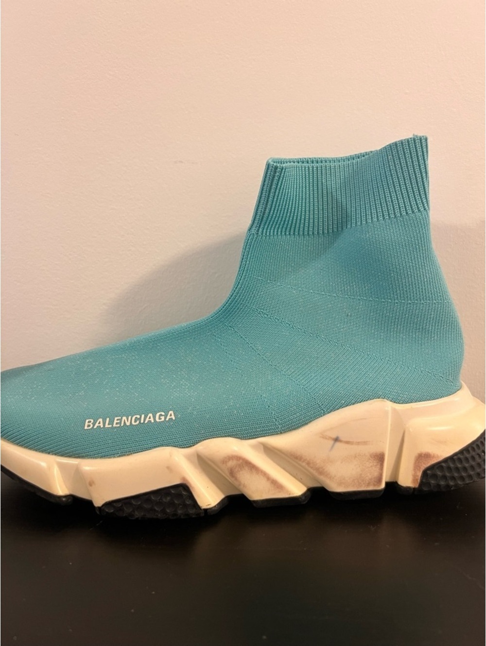 Balenciaga Speed Trainer Teal Knit Sock Sneakers Luxury Designer Shoes - Picture 7 of 9
